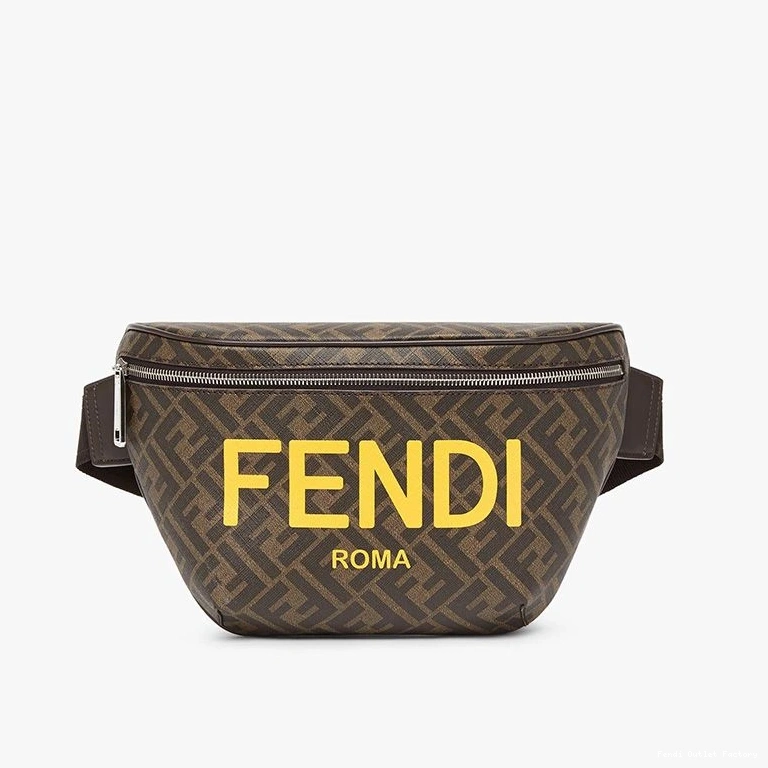 Cheap HOT In ROMA Bag Fabric FF Belt Logo Brown Fendi Motif 0816
